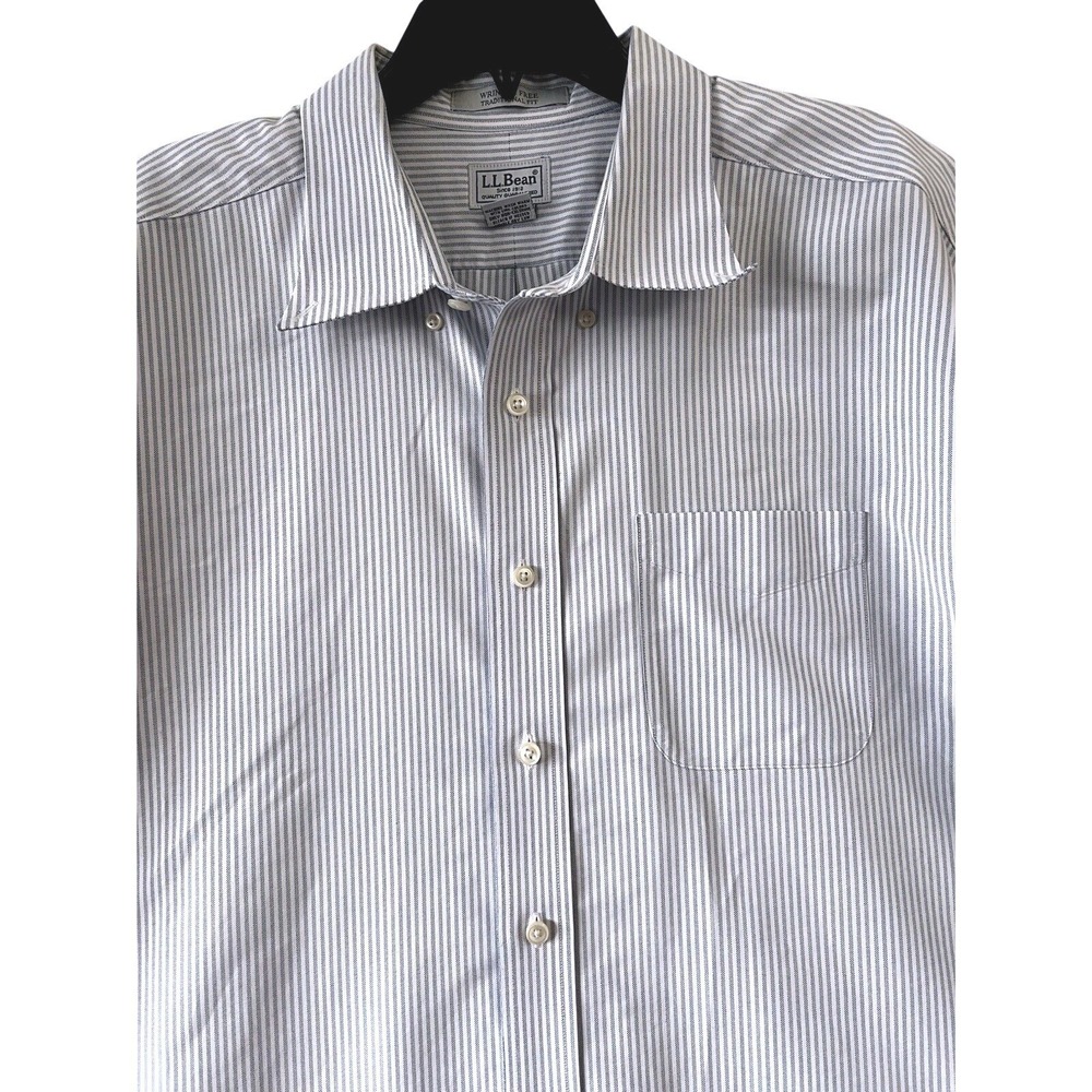 LL Bean Shirt Men 18T Wrinkle Free Traditional Fit Striped
